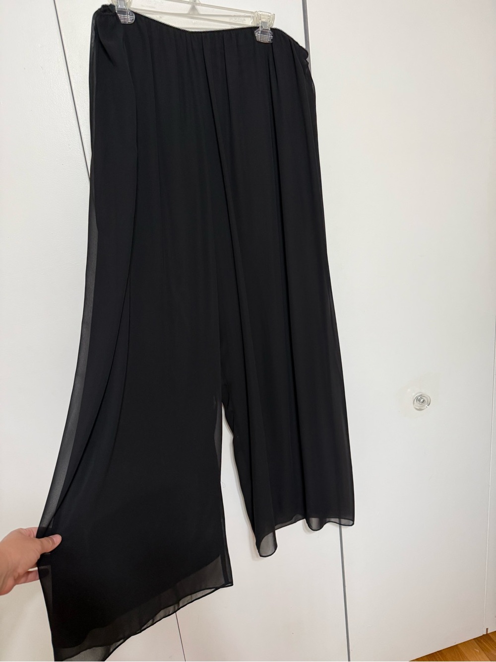 Alex Evenings Black Wide-Leg Chiffon Palazzo Pants